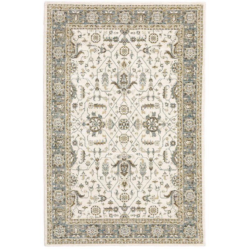 StyleHaven Alexander Traditional Bordered Rug, Blue, 8.5X11.5Ft