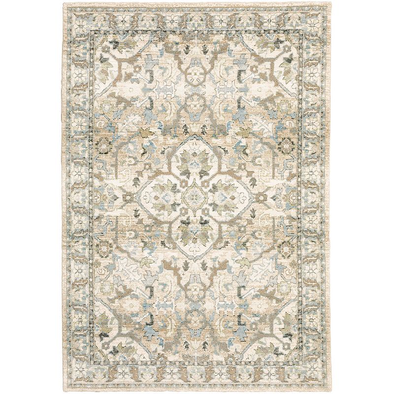 StyleHaven Alexander Dsitressed Clover Rug, Beig/Green, 8X11 Ft