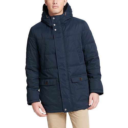 Men's Dockers® Water Resistant Quilted Long Hooded Parka Jacket