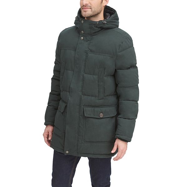 Men's Dockers® Water Resistant Quilted Long Hooded Parka Jacket