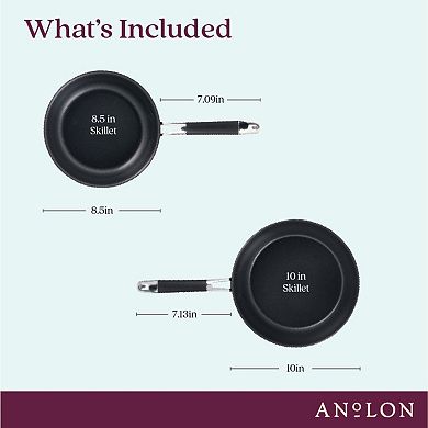 Anolon SmartStack Hard-Anodized Nesting Skillet Set, 2-Piece, Black