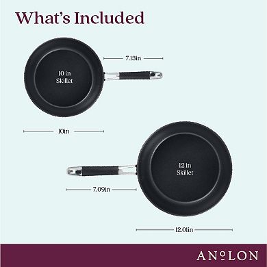 Anolon SmartStack Hard-Anodized Nesting Skillet Set, 2-Piece, Black