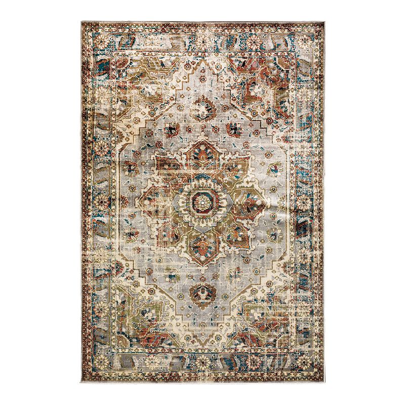 StyleHaven Jasper Distressed Medallion Rug, Grey, 6.5X9 Ft