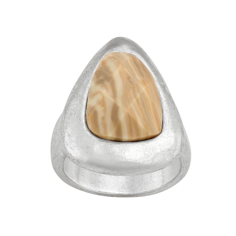 Bella Uno Triangle Jasper Ring, Womens, Size: 9, Grey