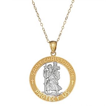 10k Gold St. Christopher Medal Pendant Necklace
