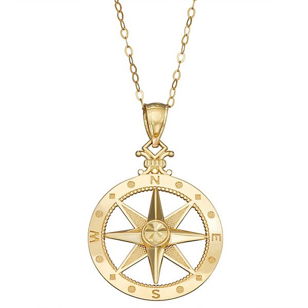 Mens gold on sale compass pendant