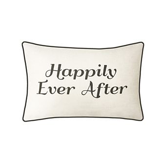 Edie@Home Celebrations Embroidered "Happily Ever After" Decorative Lumbar Throw Pillow