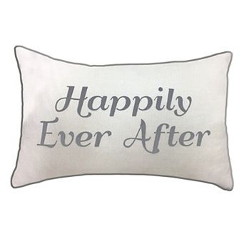 Edie@Home Celebrations Embroidered "Happily Ever After" Decorative Lumbar Throw Pillow