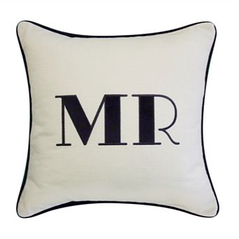 Edie@Home Celebrations Embroidered Appliqued "Mr" Throw Pillow