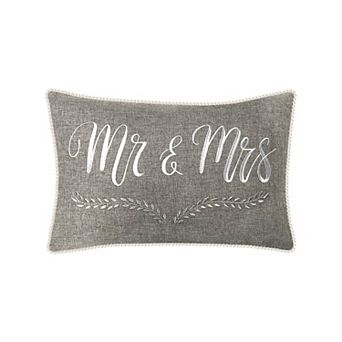 Edie@Home Celebrations "Mr & Mrs" Decorative Lumbar Throw Pillow
