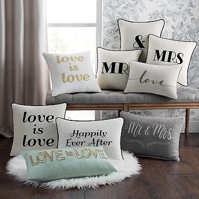 Edie@Home Celebrations "Mr & Mrs" Decorative Lumbar Throw Pillow