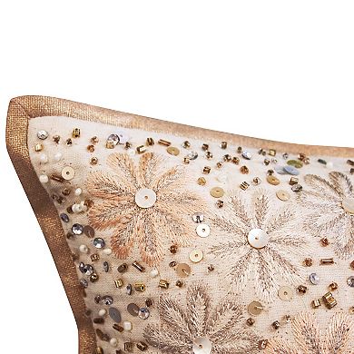 Edie@Home Celebrations Metallic Floral Throw Pillow