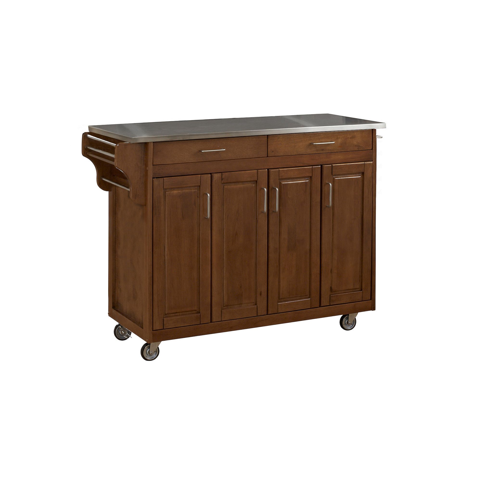 homestyles Create-a-Cart Cottage Oak Kitchen Island, Silver Top