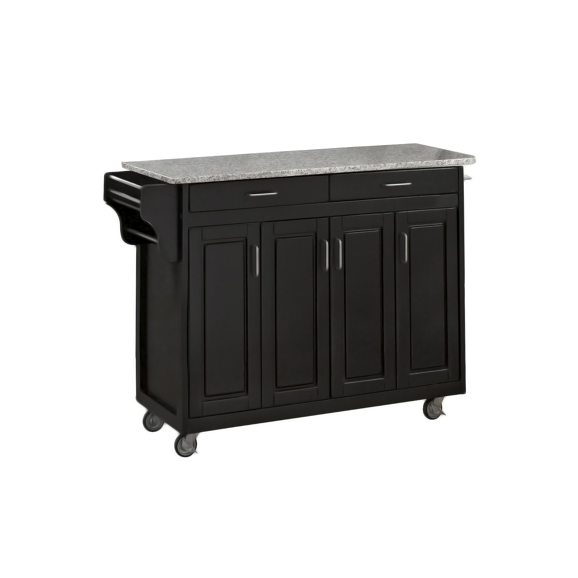 homestyles Create-a-Cart Black Kitchen Island, Granite Top