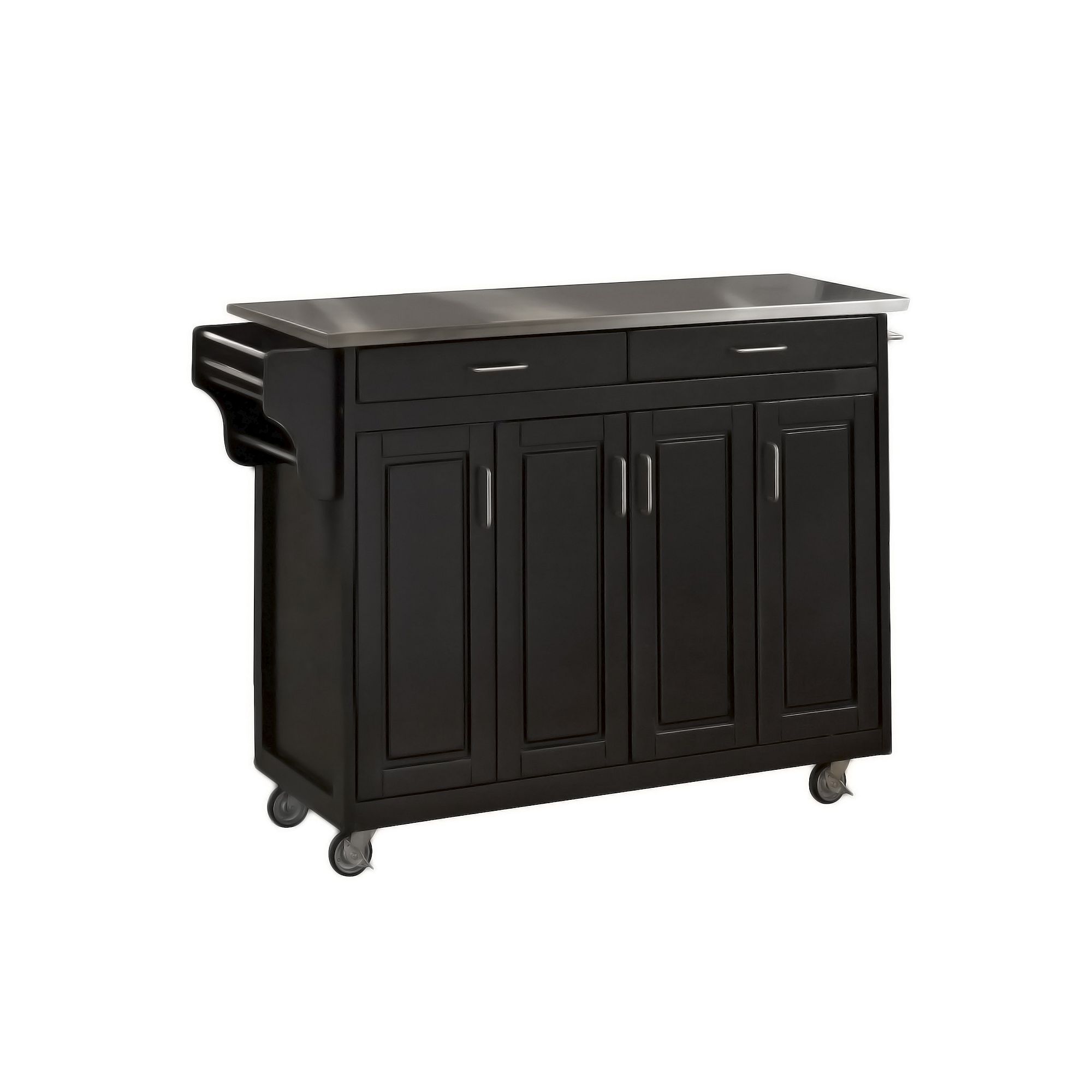 homestyles Create-a-Cart Black Kitchen Island, Silver Top