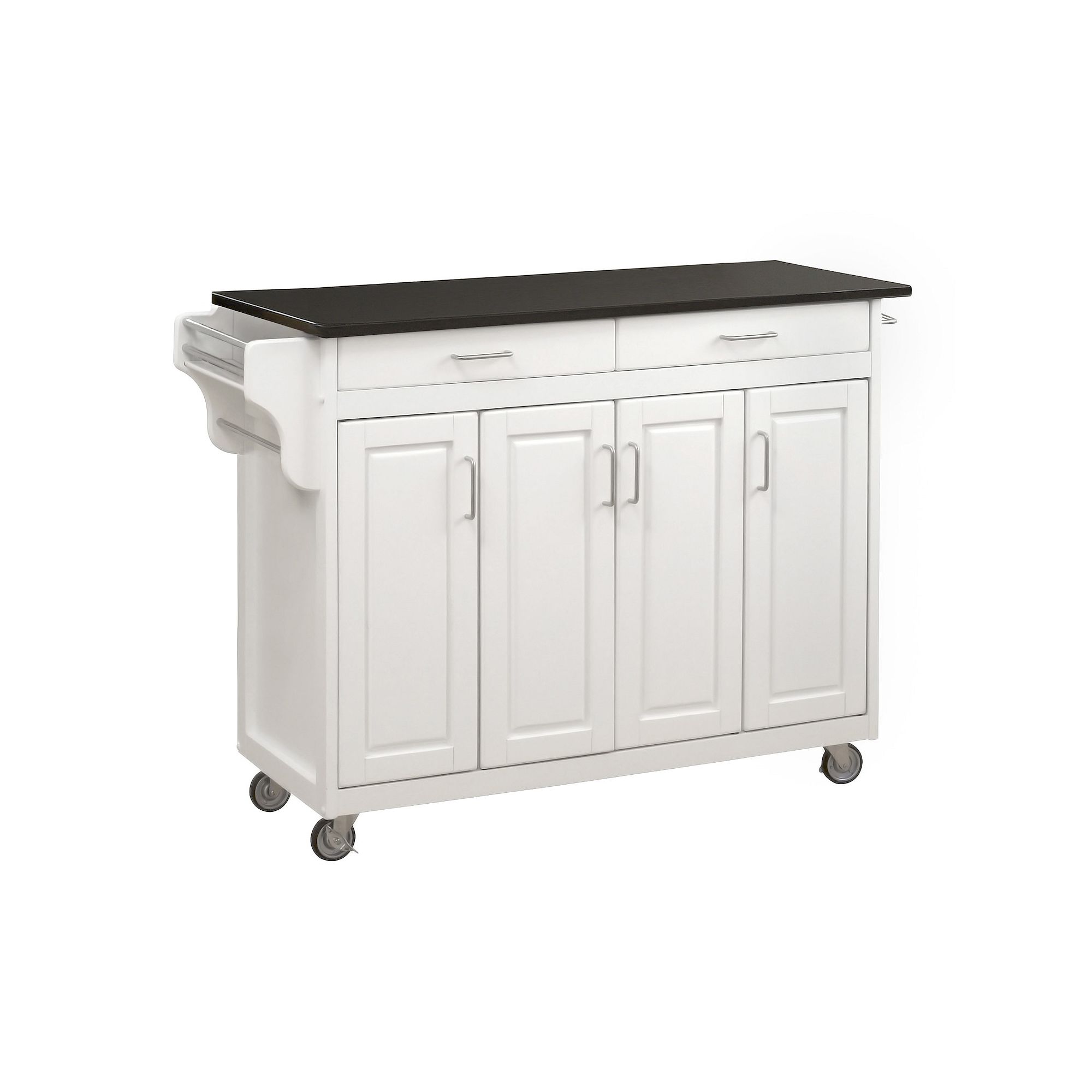homestyles Create-a-Cart White Kitchen Island, Black Granite Top