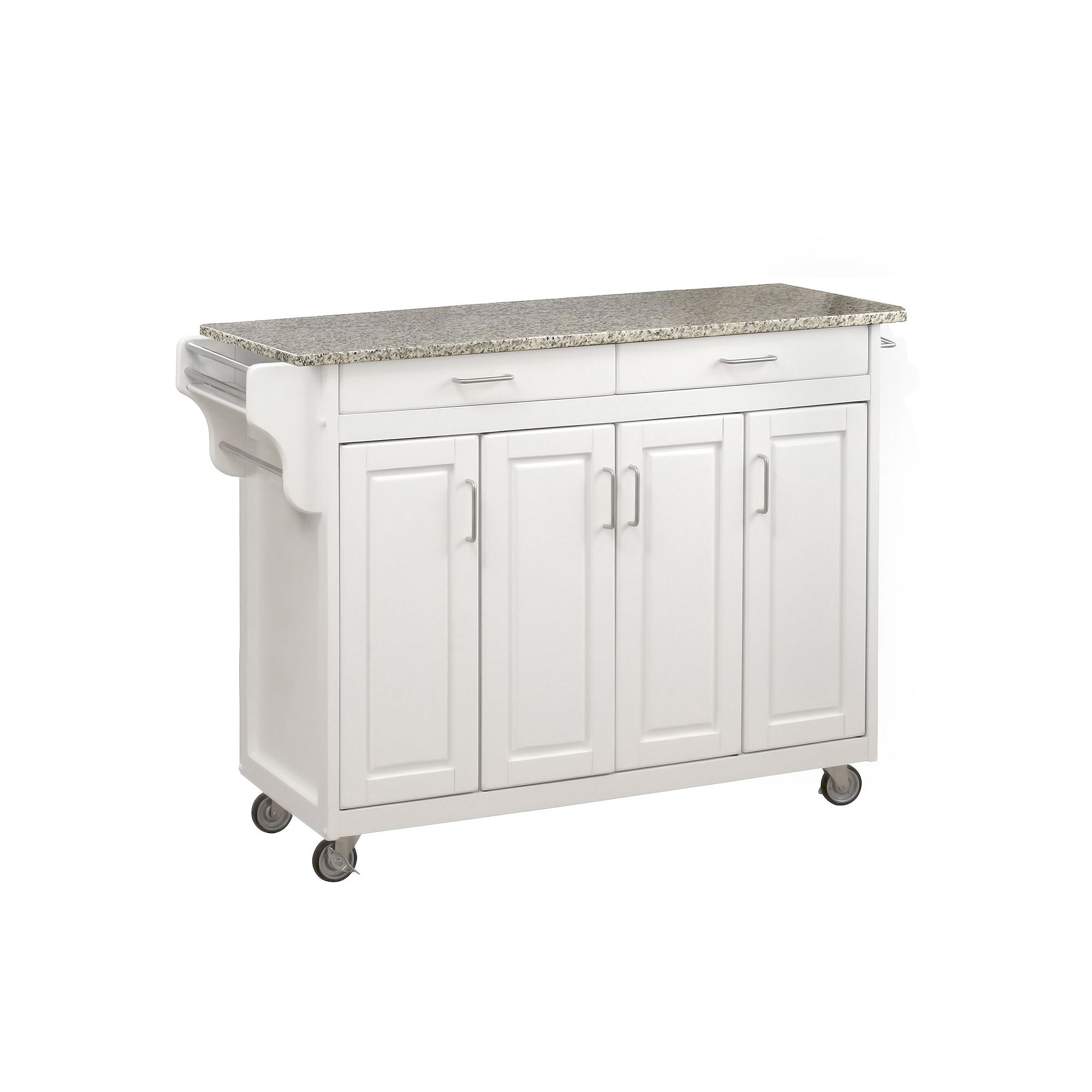 homestyles Create-a-Cart White Kitchen Island, Granite Top