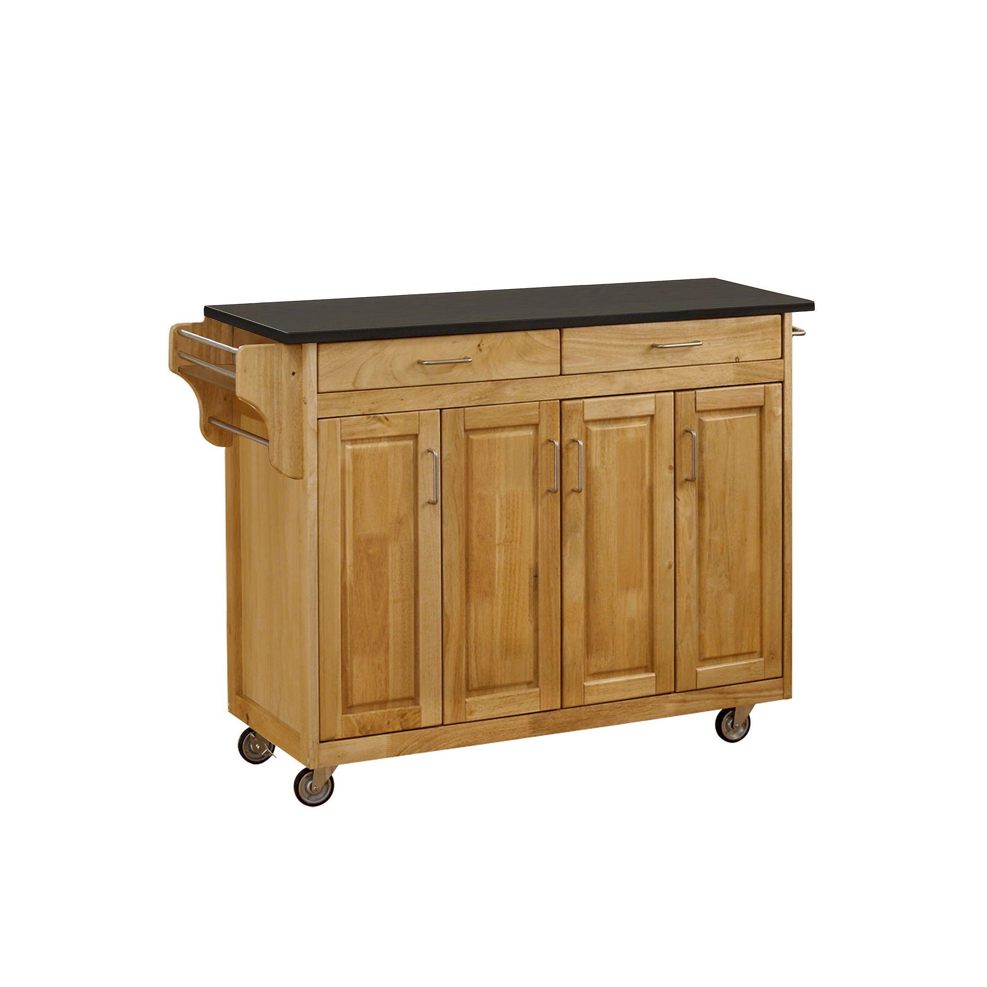 homestyles Create-a-Cart Natural Finish Kitchen Island, Black Granite Top