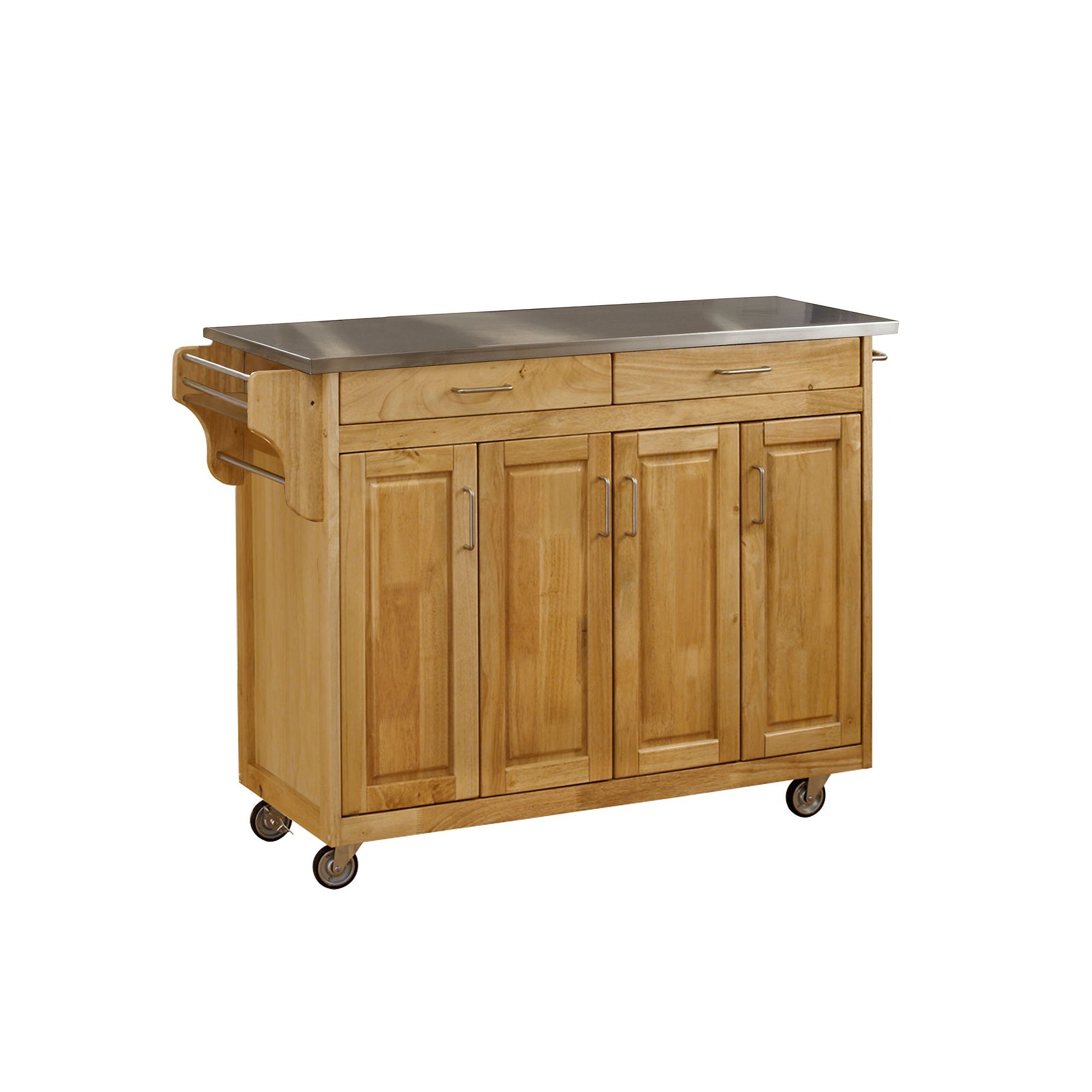 homestyles Create-a-Cart Natural Finish Kitchen Island, Silver Top