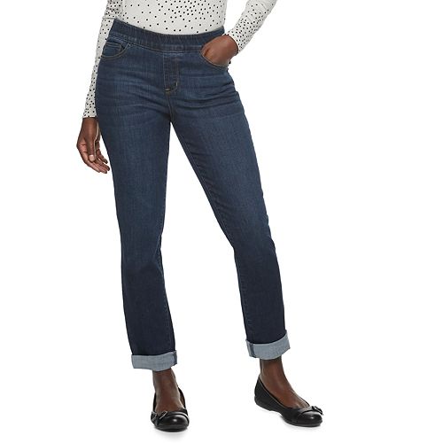 Women's Croft & Barrow® Girlfriend Cuffed Pull-On Jeans