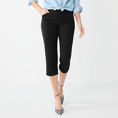 Black 2 Button Slim Stretch Capri Pants