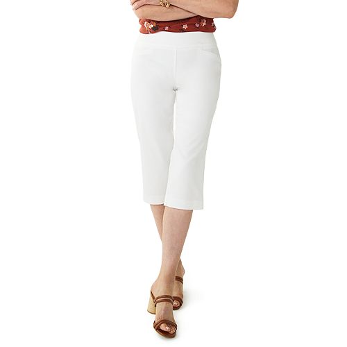 womens white stretch capris