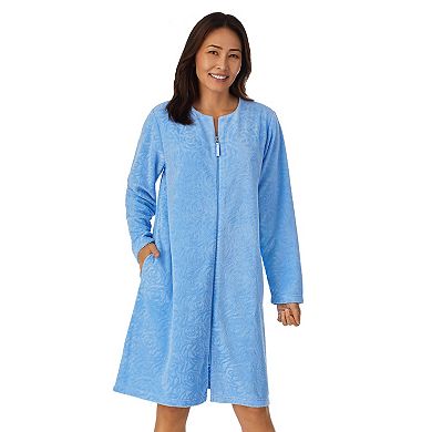 Women's Stan Herman Embossed Vintage Terry Zip-Front Robe