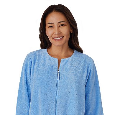 Women's Stan Herman Embossed French Terry Zip-Front Robe