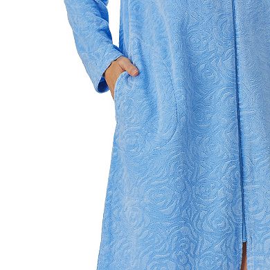 Women's Stan Herman Embossed French Terry Zip-Front Robe