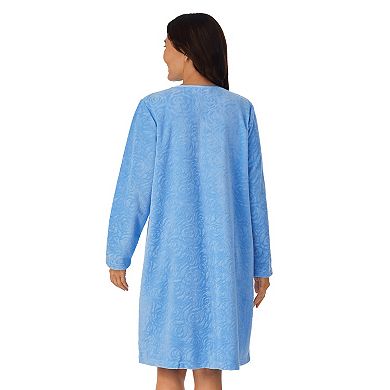 Women's Stan Herman Embossed French Terry Zip-Front Robe