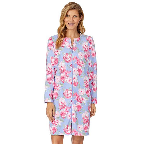 Women's Stan Herman Floral Vintage Terry ZipFront Robe