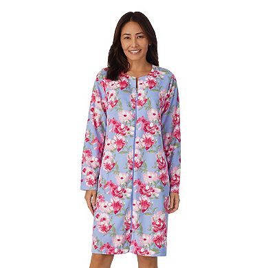 Women's Stan Herman Floral Terrycloth Zip-Front Robe