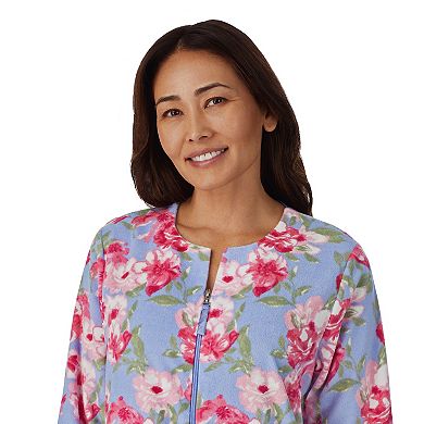 Women's Stan Herman Floral Terrycloth Zip-Front Robe