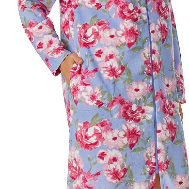 Women's Stan Herman Floral Terrycloth Zip-Front Robe