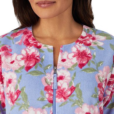 Women's Stan Herman Floral Terrycloth Zip-Front Robe