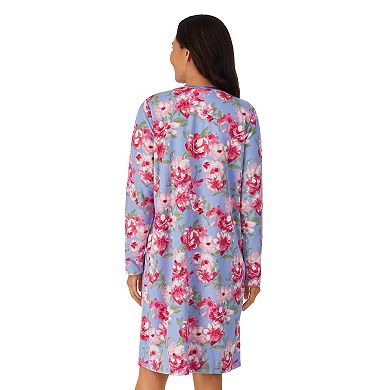 Women's Stan Herman Floral Terrycloth Zip-Front Robe