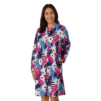 Women's Stan Herman Floral Vintage Terry Zip-Front Robe