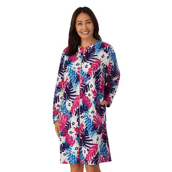 Women's Stan Herman Floral Vintage Terry ZipFront Robe