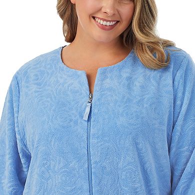 Plus Size Stan Herman Embossed Terrycloth Zip-Front Robe