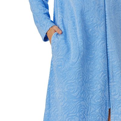 Plus Size Stan Herman Embossed Vintage Terry Zip-Front Robe