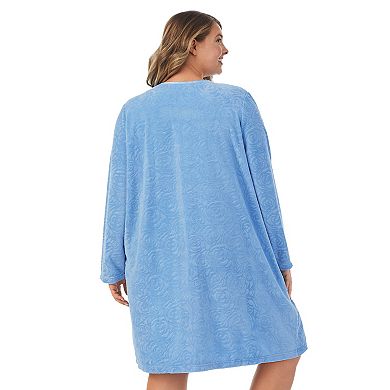 Plus Size Stan Herman Embossed Terrycloth Zip-Front Robe