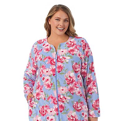 Plus Size Stan Herman Floral Terrycloth Zip-Front Robe