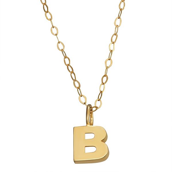 10K Gold Initial Pendant on 14K Gold Filled Chain