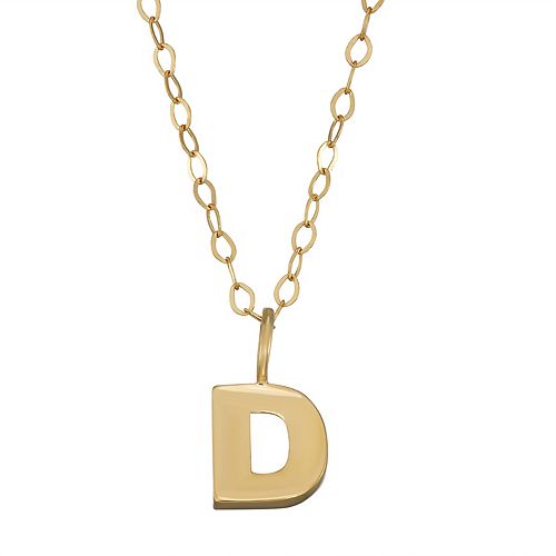 10K Gold Initial Pendant on 14K Gold Filled Chain