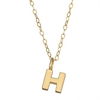 10K Gold Initial Pendant on 14K Gold Filled Chain
