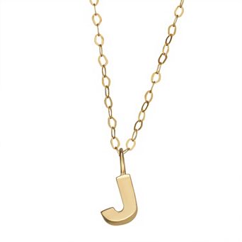 10K Gold Initial Pendant on 14K Gold Filled Chain