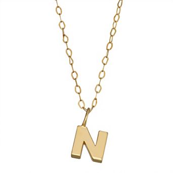 10K Gold Initial Pendant on 14K Gold Filled Chain