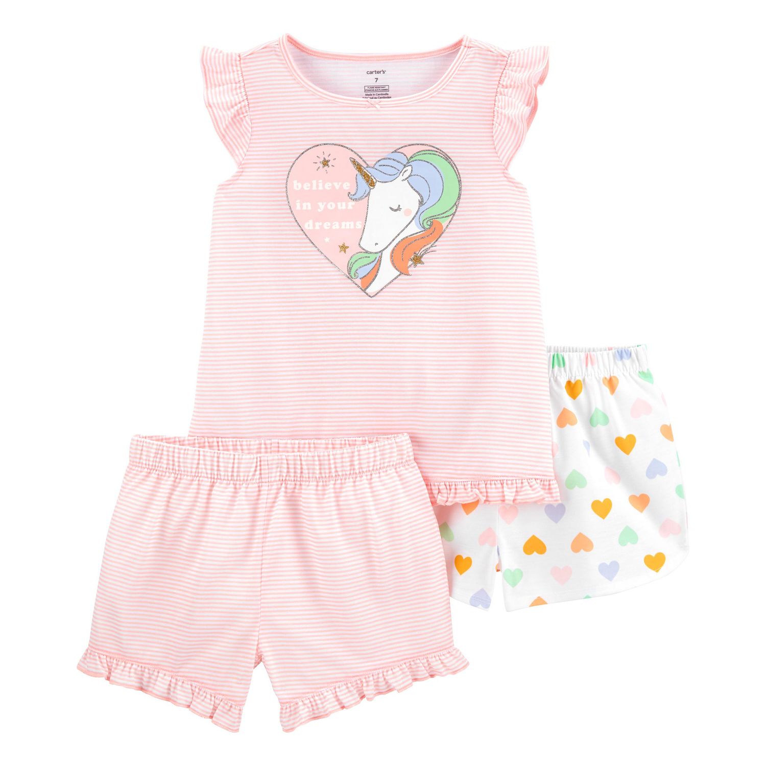 Unicorn Poly Top and Shorts Pajama Set