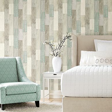 RoomMates Coastal Weathered Faux Plank Peel & Stick Wallpaper