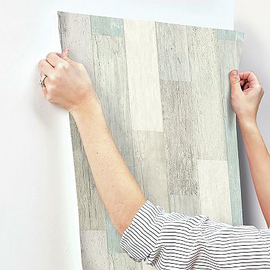 RoomMates Coastal Weathered Faux Plank Peel & Stick Wallpaper